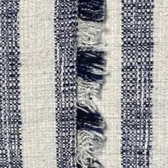 BANANA REPUBLIC Navy & White STRIPE TWEED PENCIL Fringe Trim Faux-Wrap Skirt 8 - Picture 3 of 3
